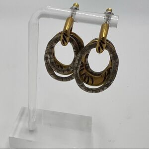 Chicos Antique Gold and Antique Silver Toned 3 Oval Drop Earrings